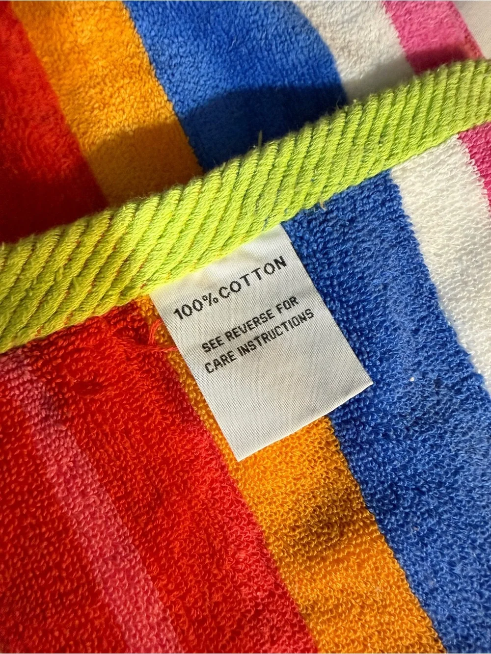 Oversized Bright Multicolor Striped Beach Towel - Green, Yellow, Aqua, Red, Blue